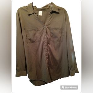 Faded Glory Olive Green Long Sleeve Blouse